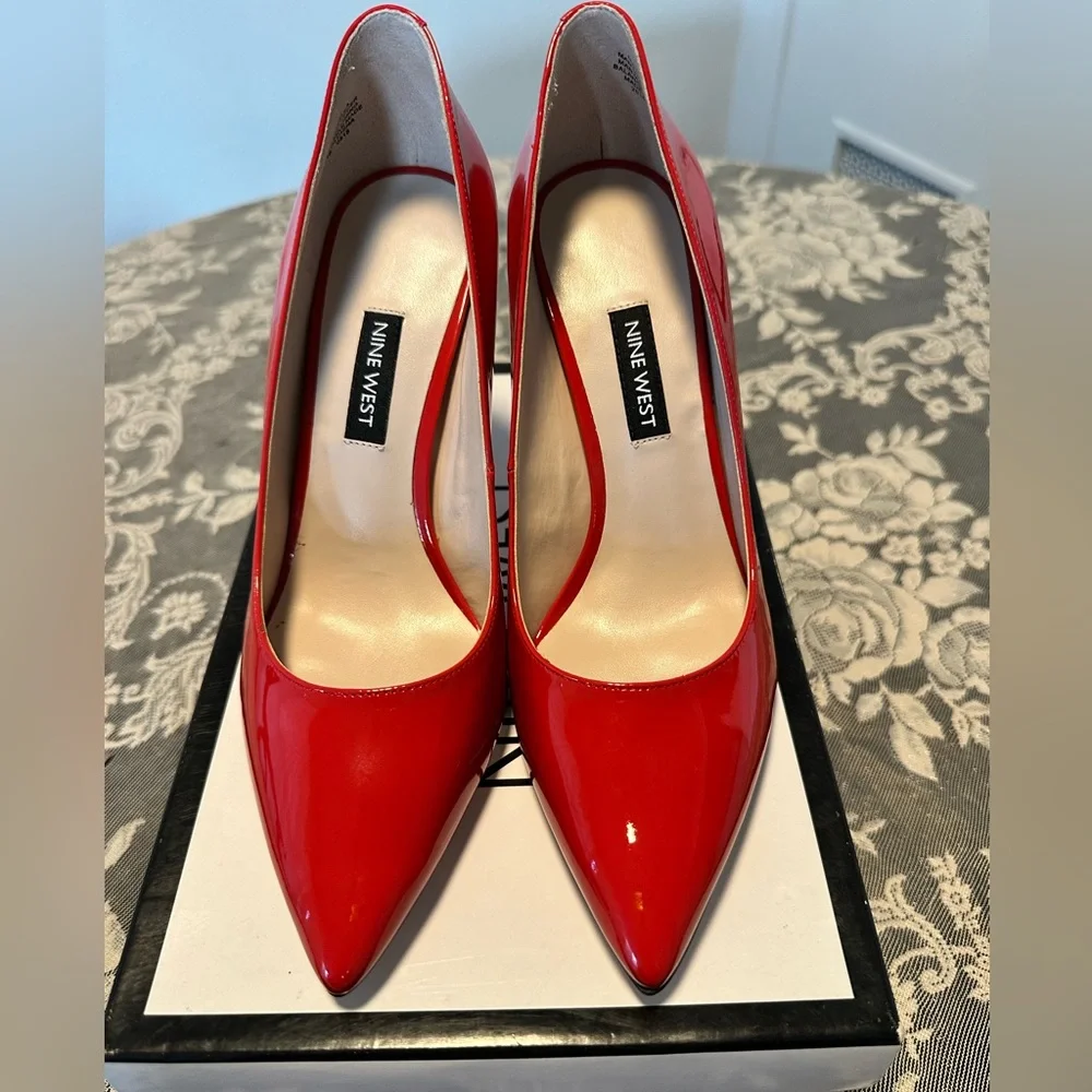 Nine West Glossy Red Heels - Picture 2 of 4